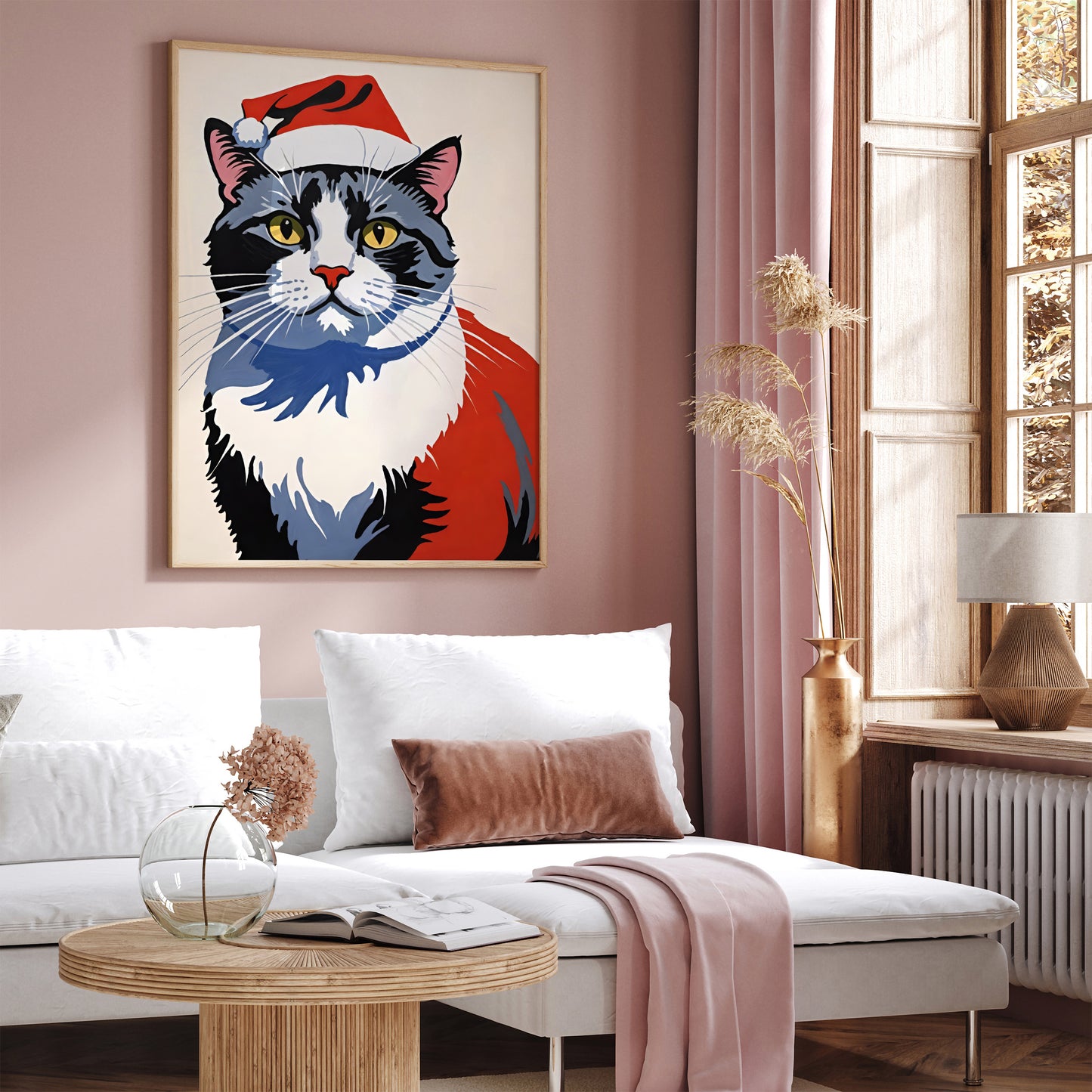Christmas Cat Santa Wall Art