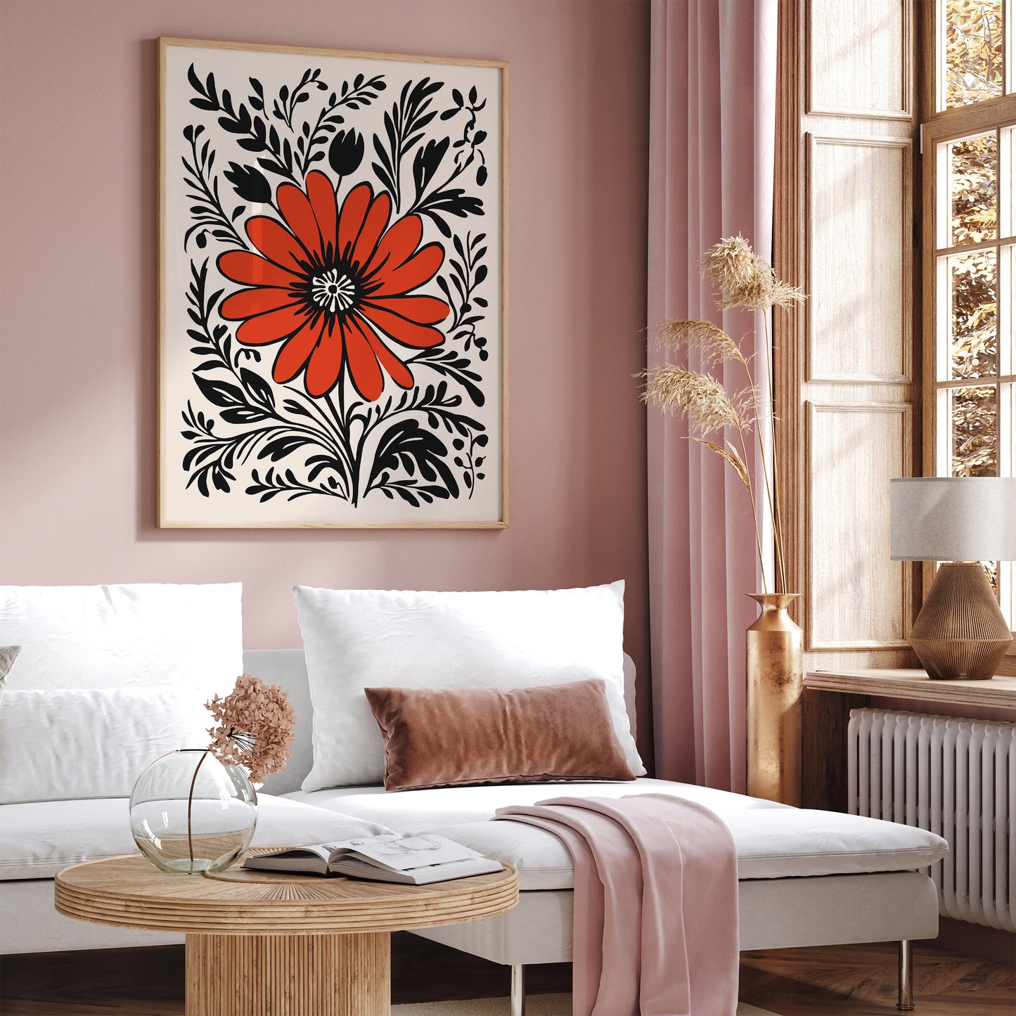 Red Flower Nature Art Print 2024