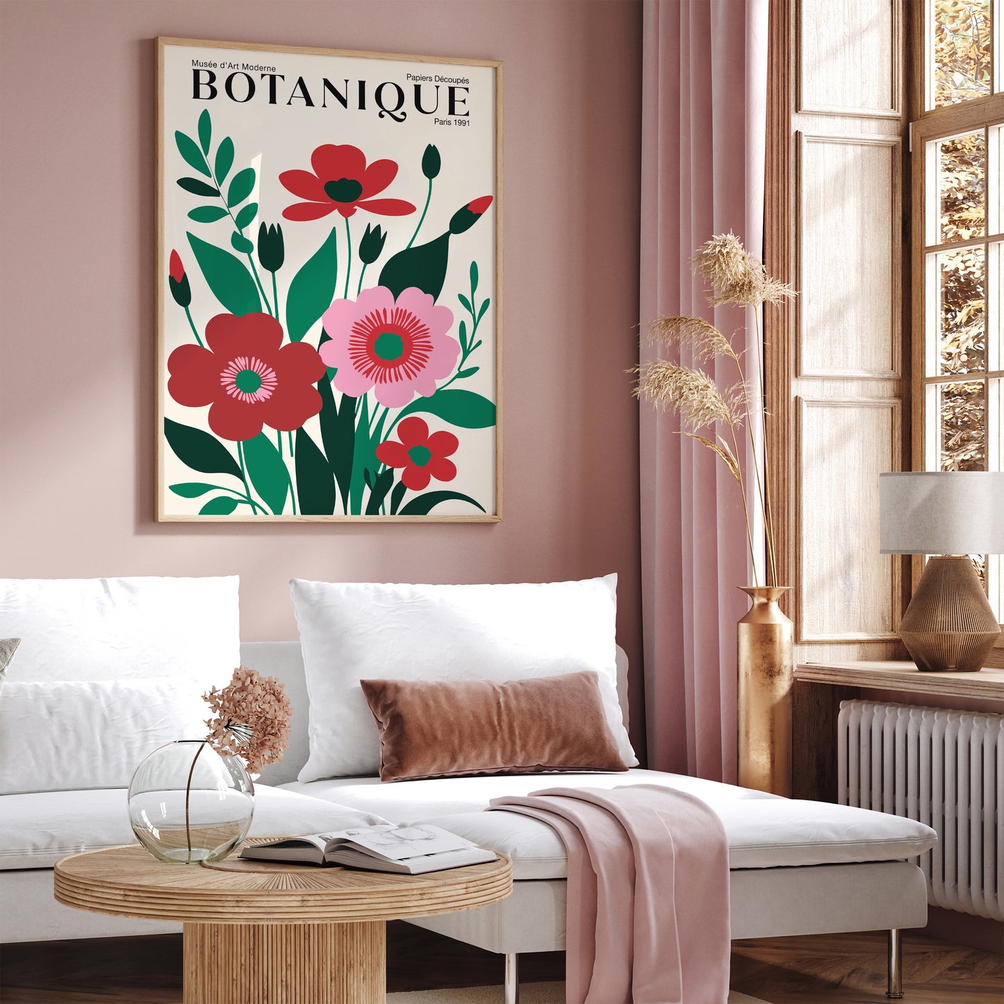 Red Floral Botanical Poster - Retro French Art Print