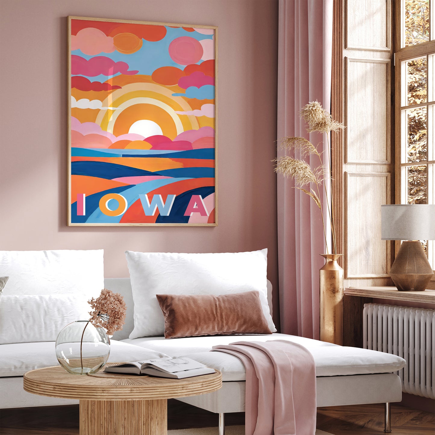 Iowa Colorful Landscape Art Print - Vibrant Wall Decor