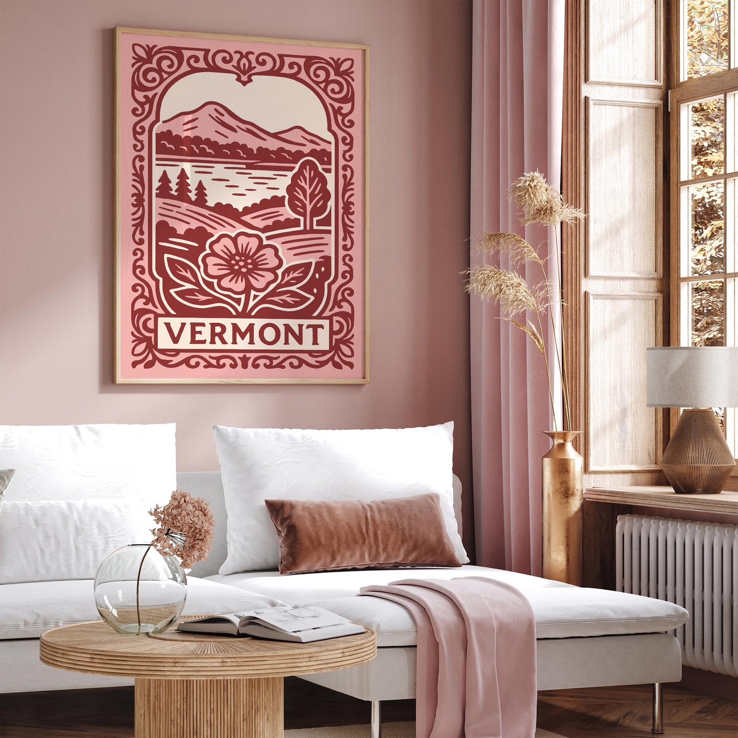 Vermont Pink Travel Poster 2026