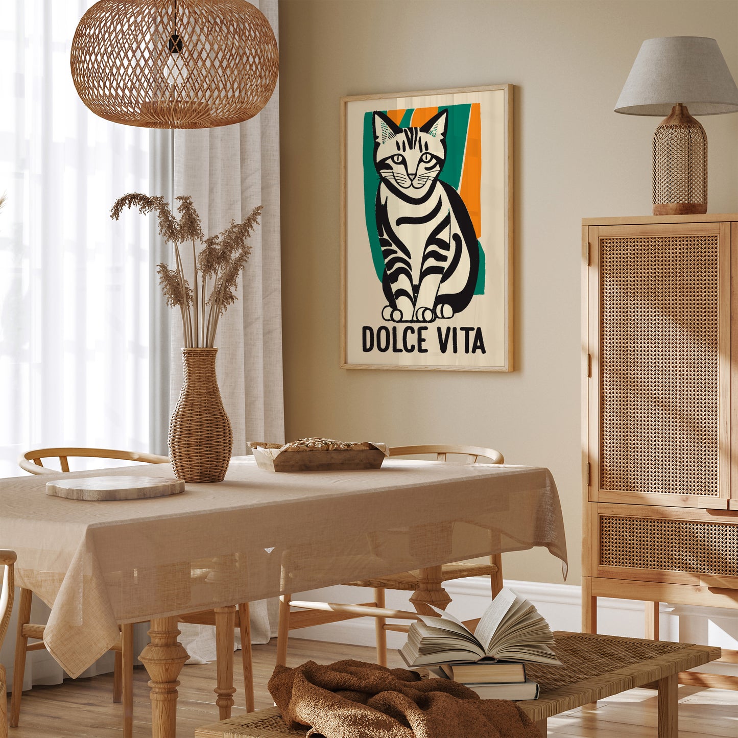 Dolce Vita Funny Cat Vintage Art Print