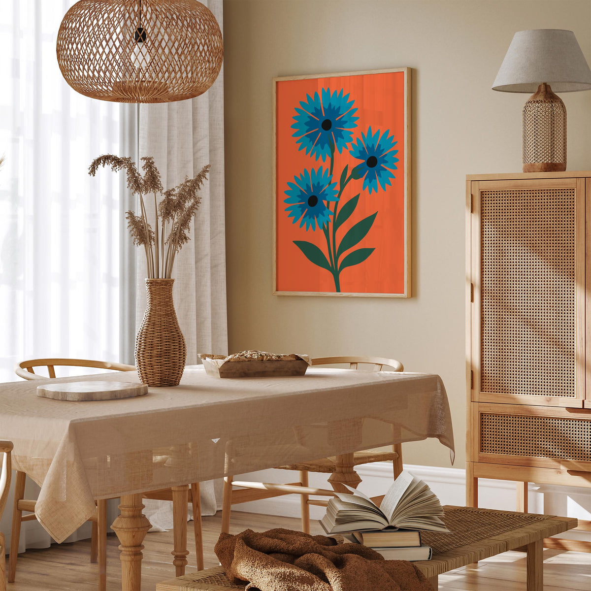 Abstract Cornflower Floral Art Poster