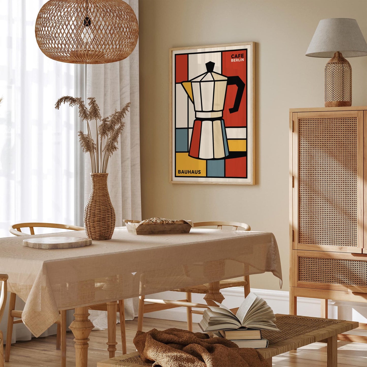 Bauhaus Cafe Berlin Poster - Retro Geometric Wall Art