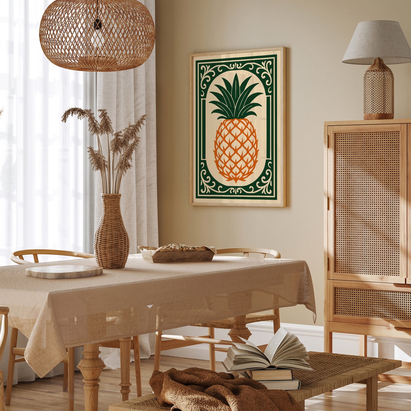 Rococo Pineapple Fruit Wall Art for Kitchen Decor