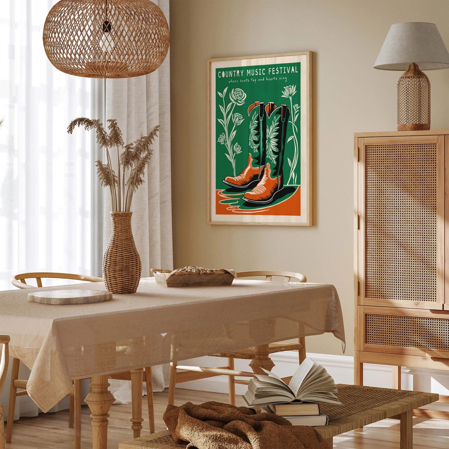 Green Cowboy Boots Poster – Country Music Festival Art