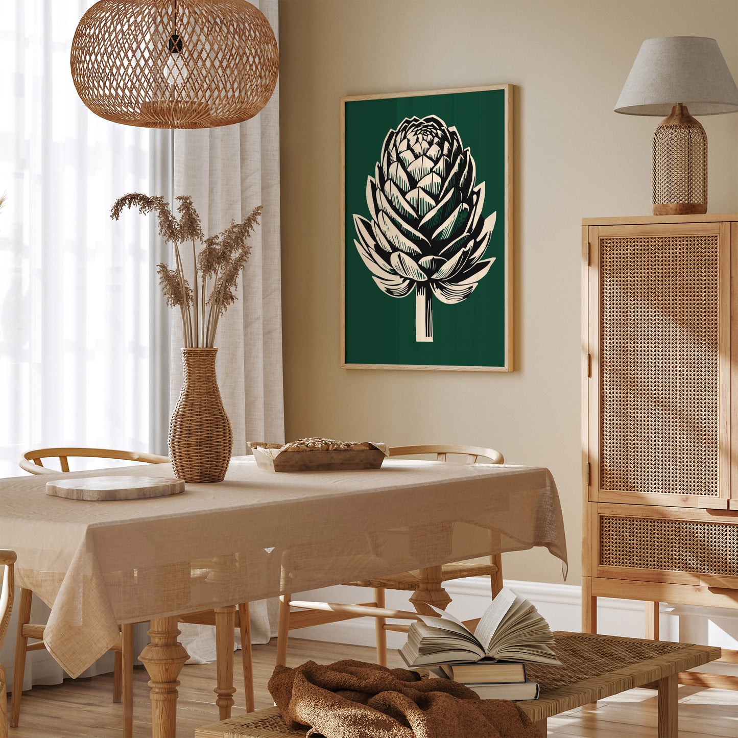 Vintage Linocut Artichoke Art Print