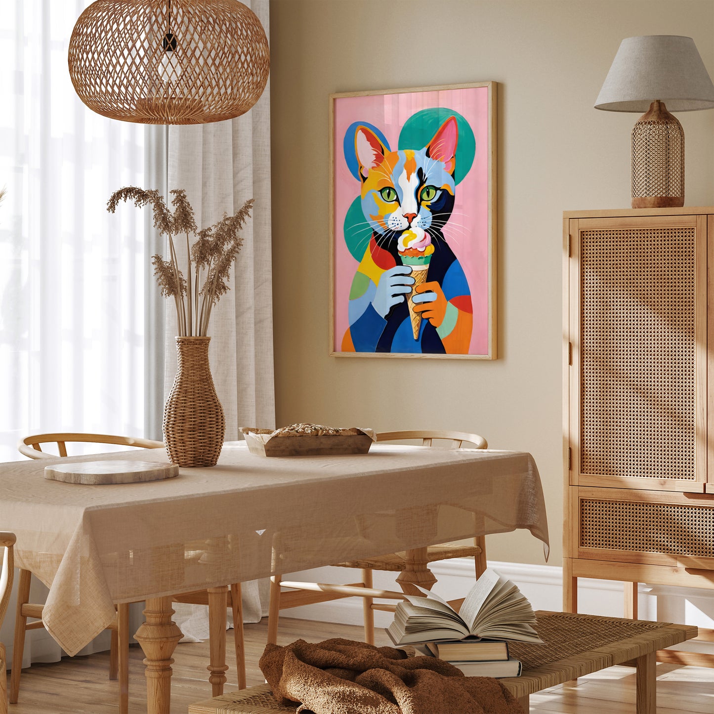 Cat Eating Ice Cream Poster