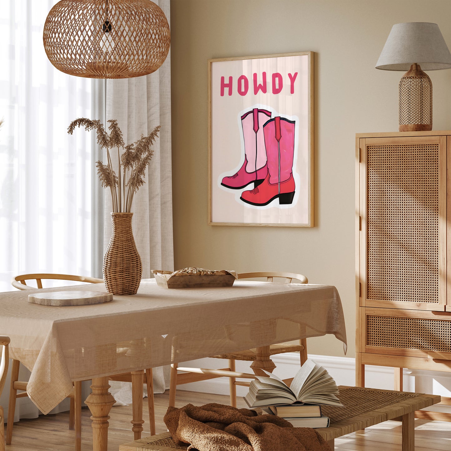 HOWDY - Pink Cowgirl Boots Cute Poster