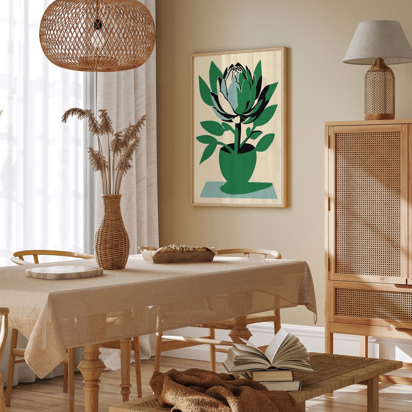 Green Artichoke Flower Art Print