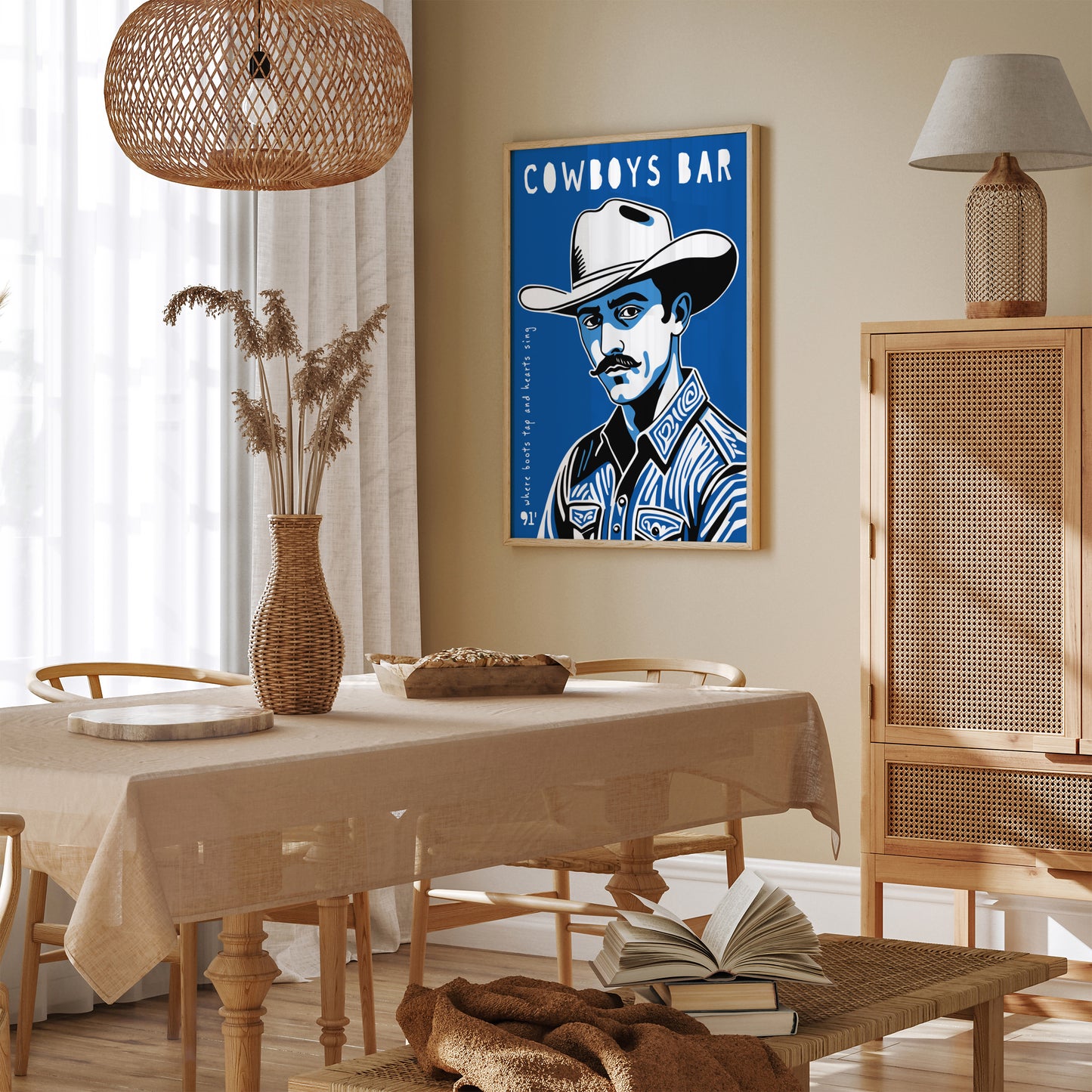 Cowboys Bar Blue Poster