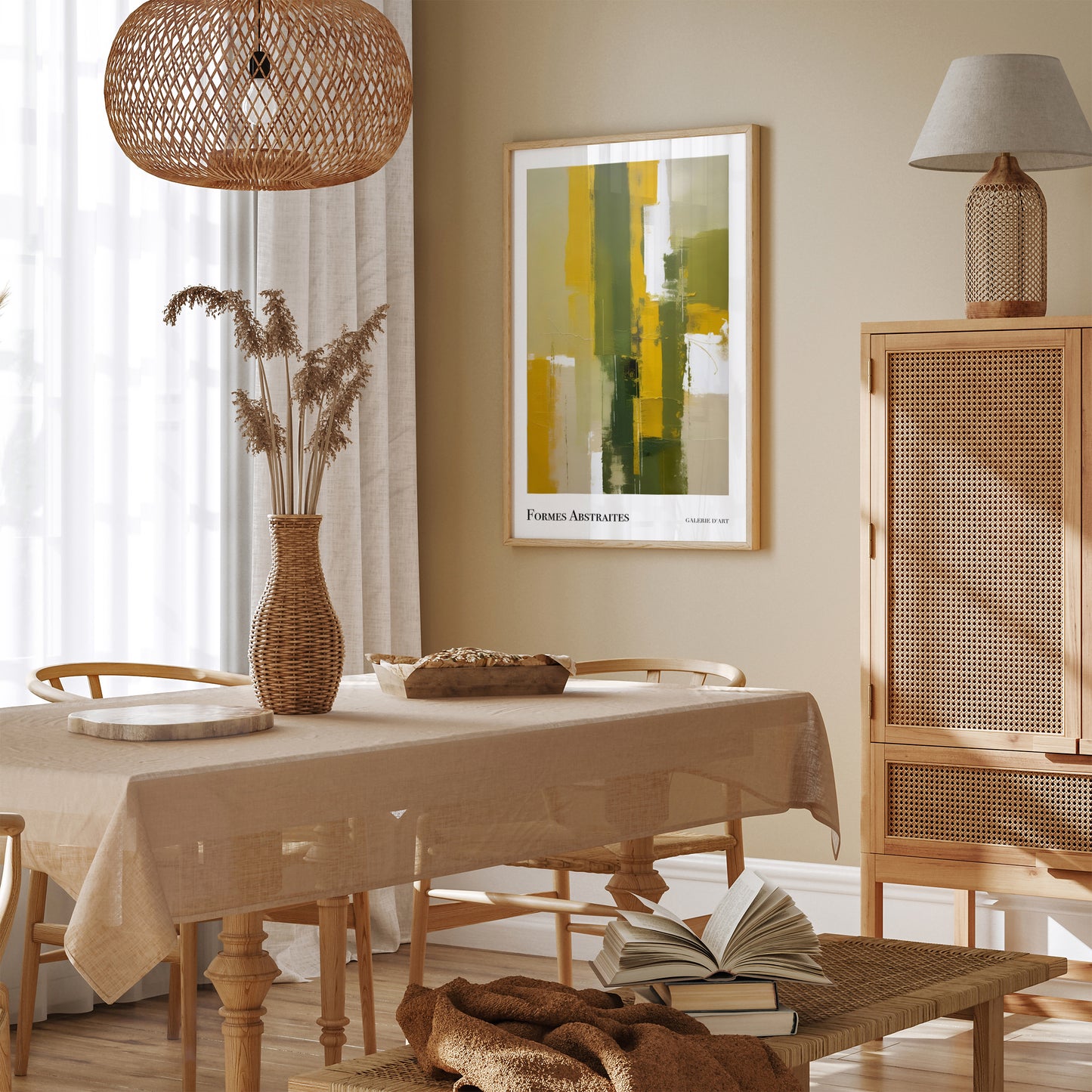 Formes Abstraites: Lime Green Abstract Painting Print