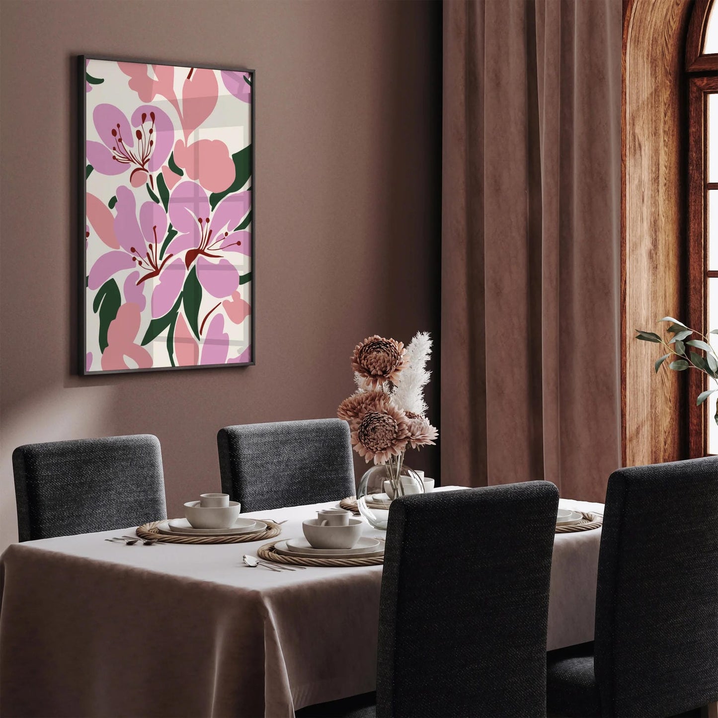 Cute Floral Art Print Bathroom Wall Decor