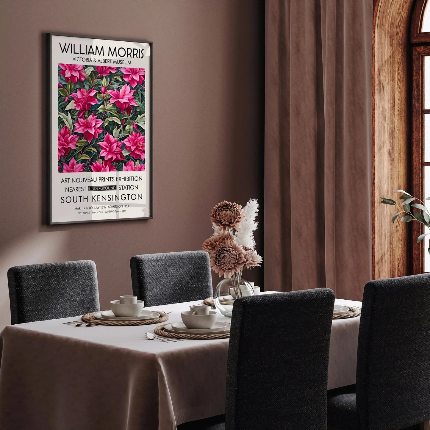 Magenta Pink Floral W. Morris Wall Art 2024