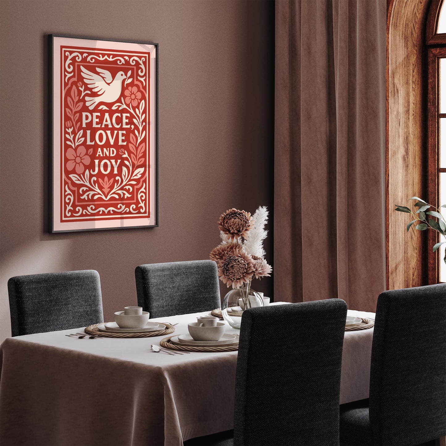 Peace Love Joy Poster - Inspirational Quote Wall Art