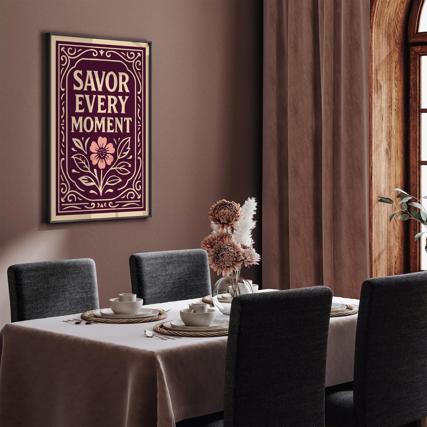 Savor Every Moment Poster - Rococo Quote Elegant Art Print