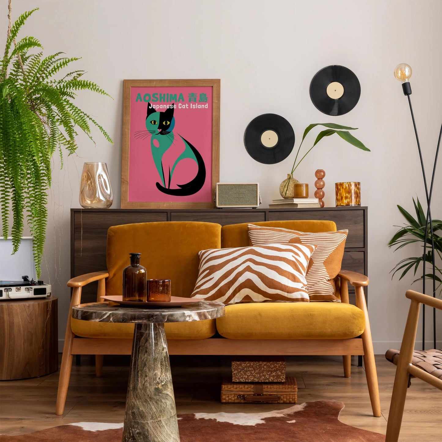 Aoshima Cat Island Retro Poster