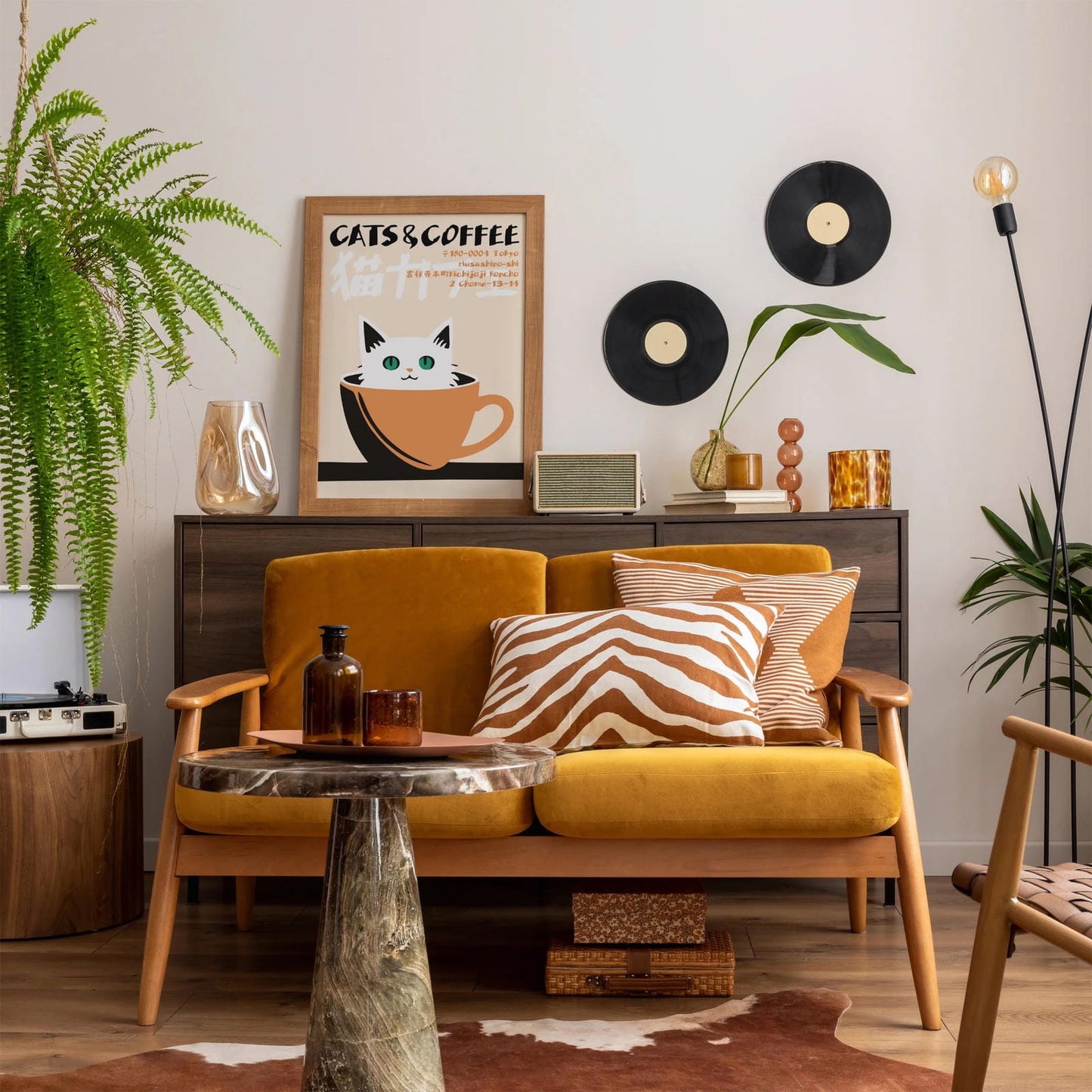 Japanese Cats & Coffee Poster