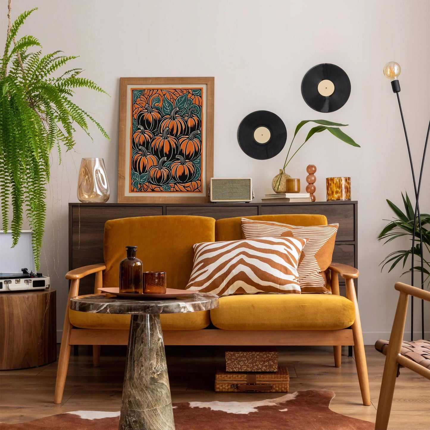 Orange Pumpkins Kitchen Wall Art