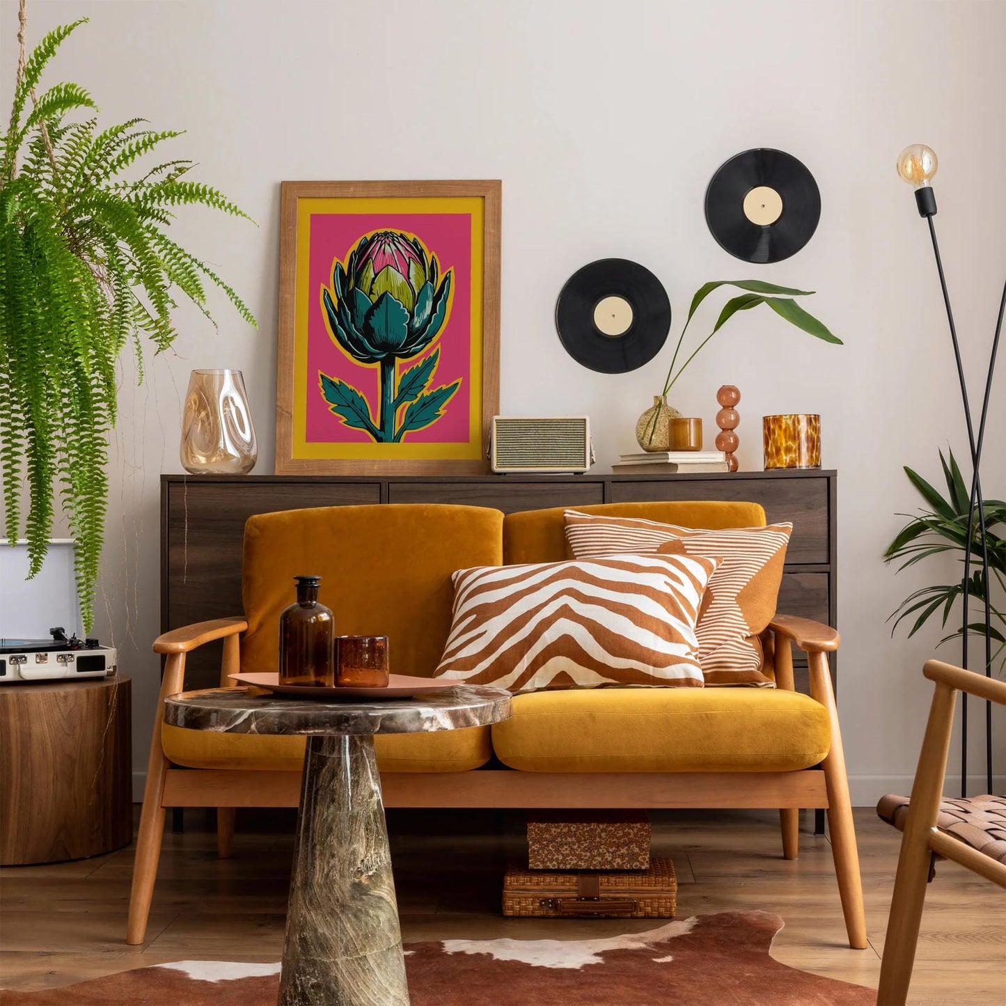 Artichoke in Pop Art Style Pink Yellow Wall Art