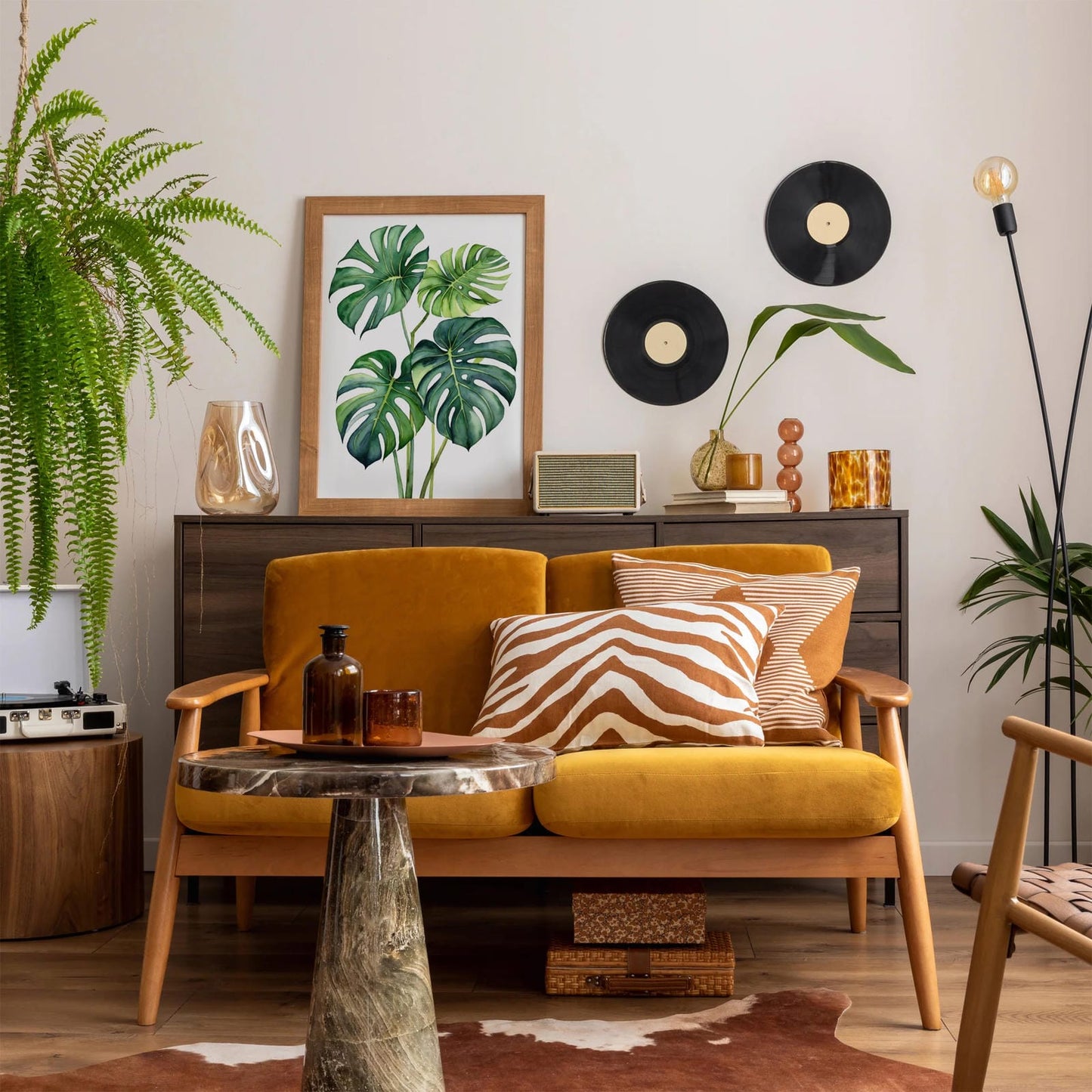 Monstera Leaves Watercolor Style Print