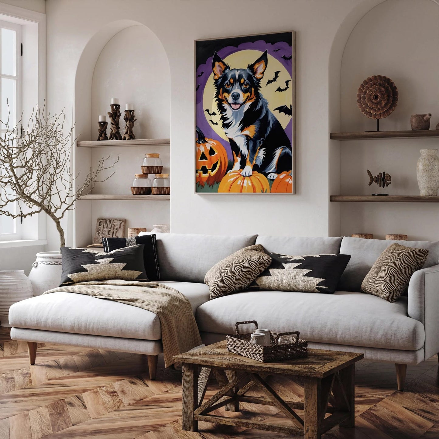 Border Collie Dog Portrait Halloween Time Poster