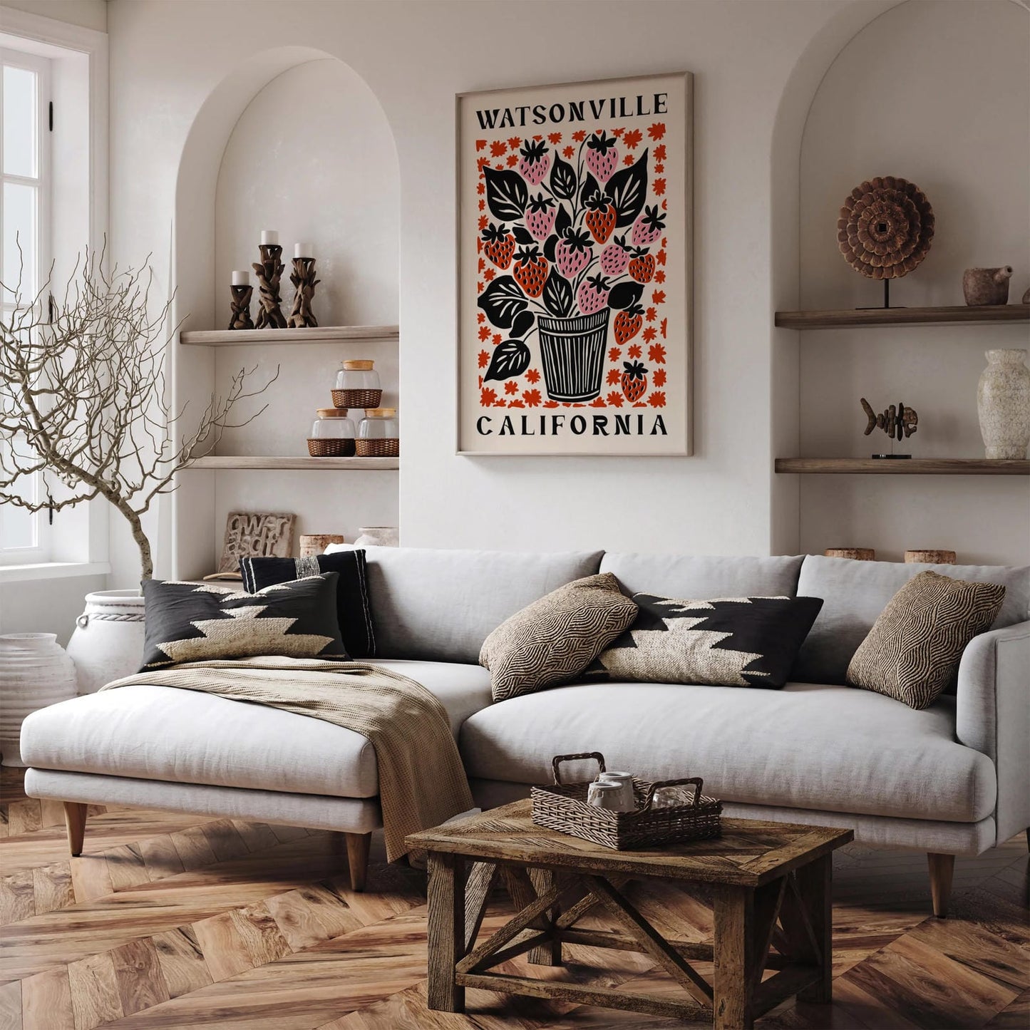 Watsonville Retro Strawberries Poster