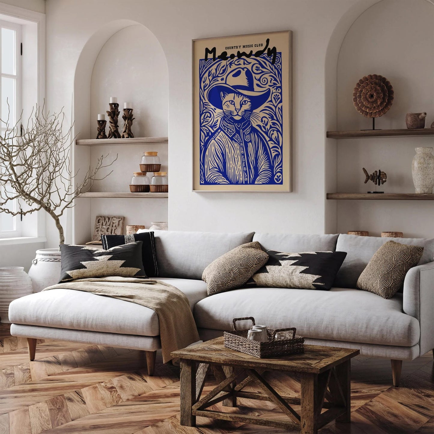 Country Music Club Meowdy Blue Cat Poster