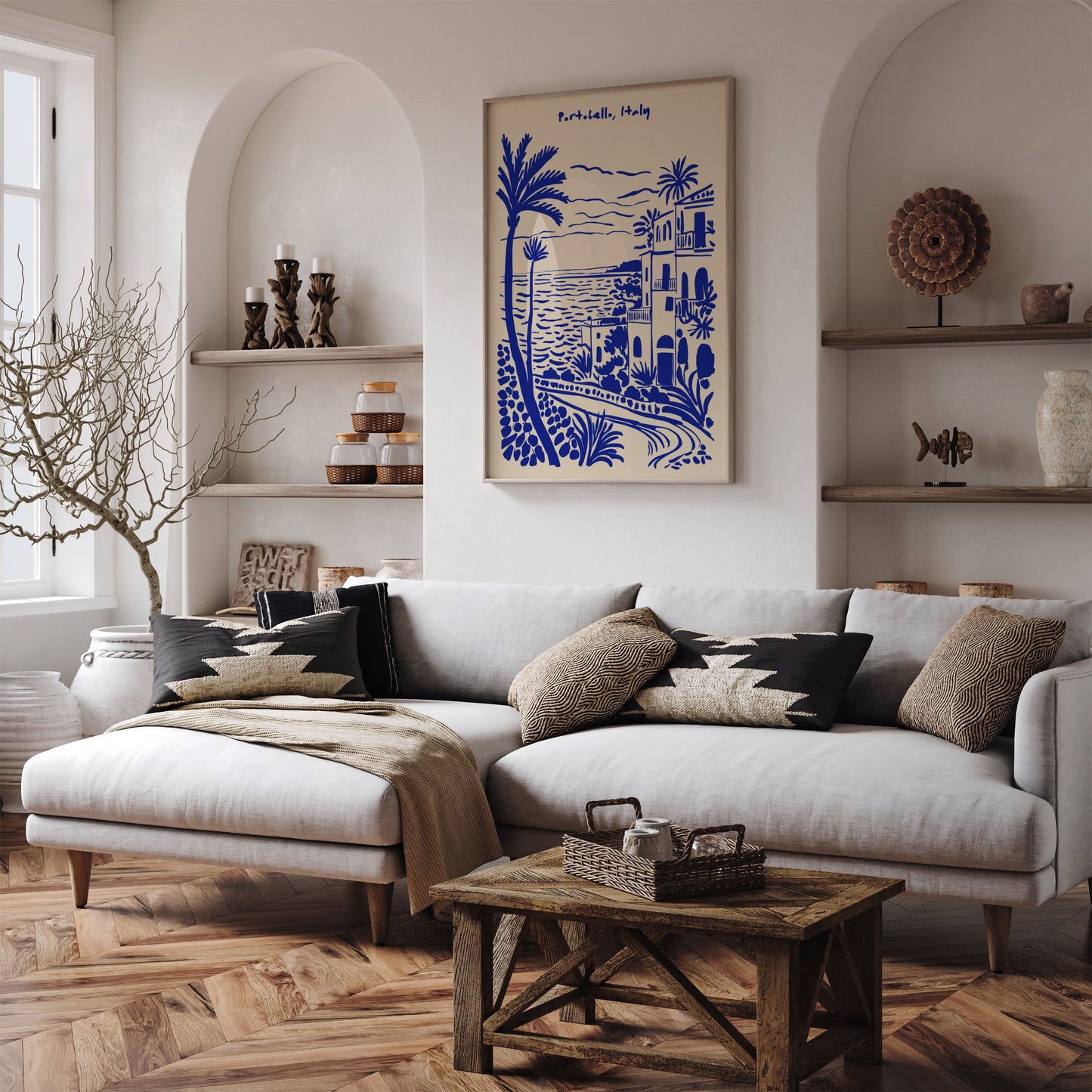 Portobello Italy Landscape Blue Poster