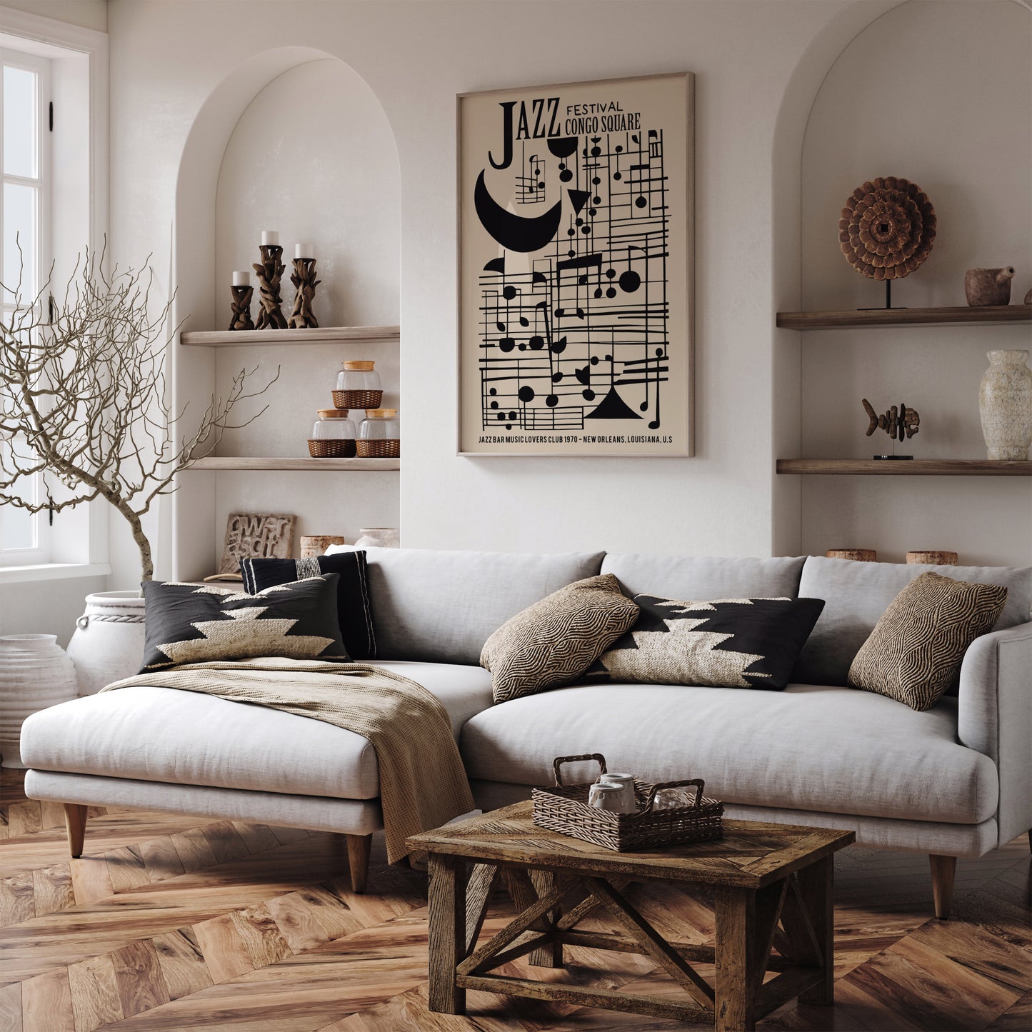 Abstract Notes Jazz Music Poster