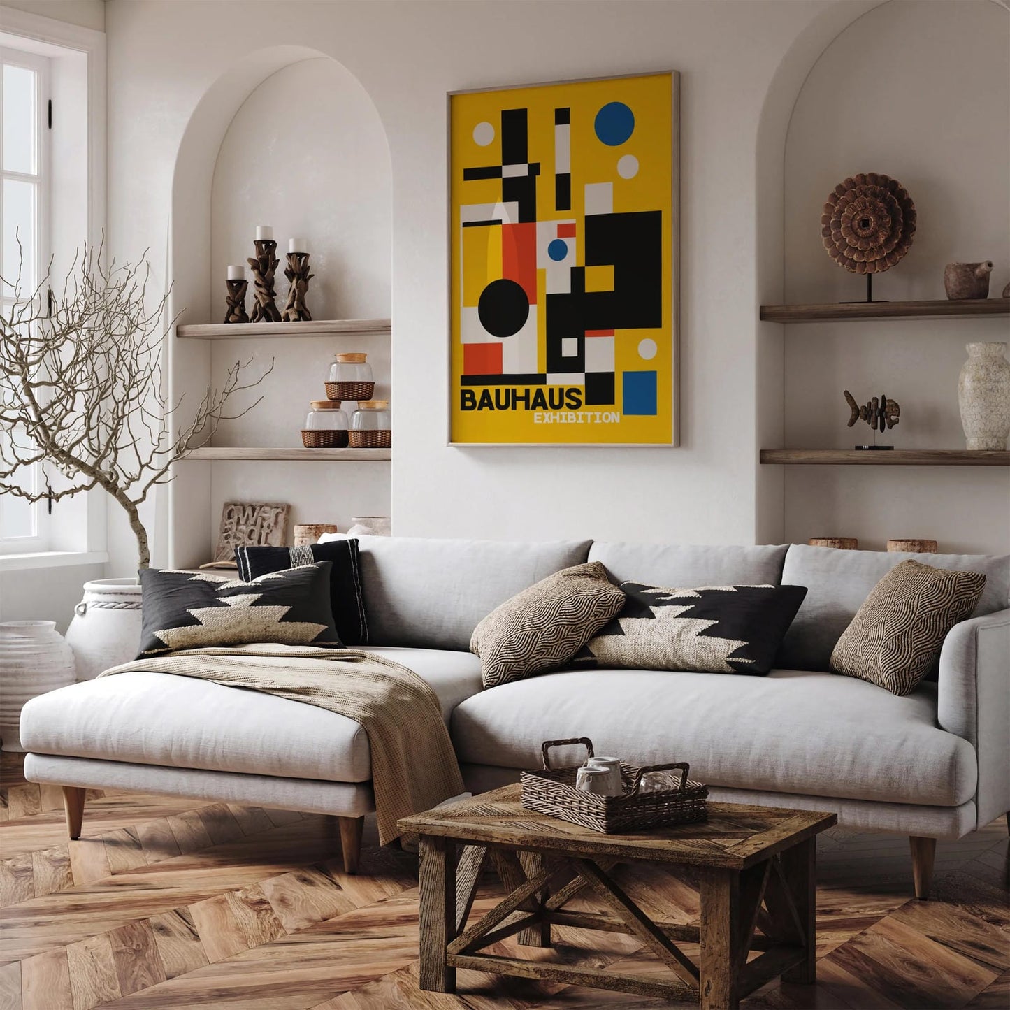 Bauhaus Exhibition Minimalist Yellow Poster Print