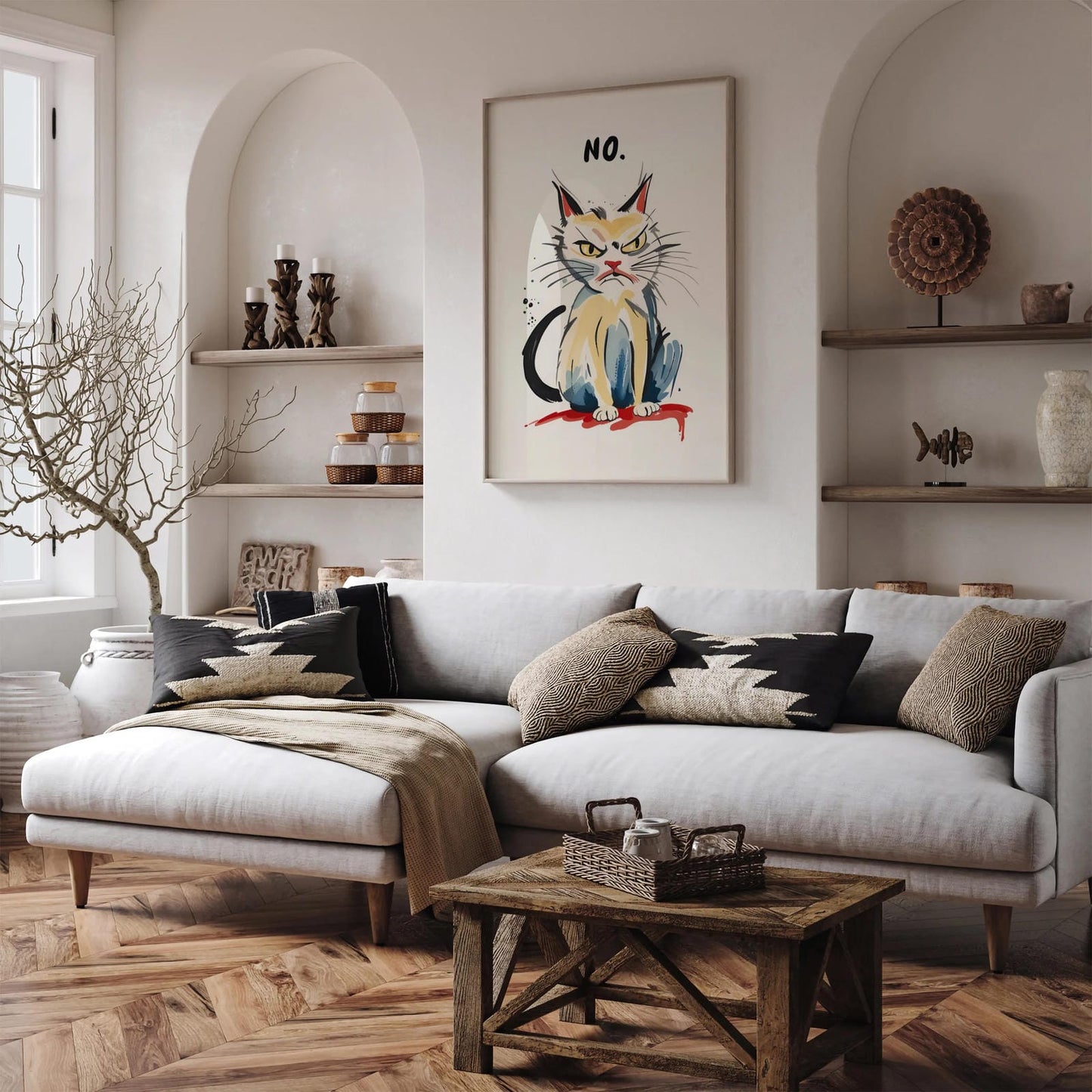 NO - Angry Cat Quirky Poster
