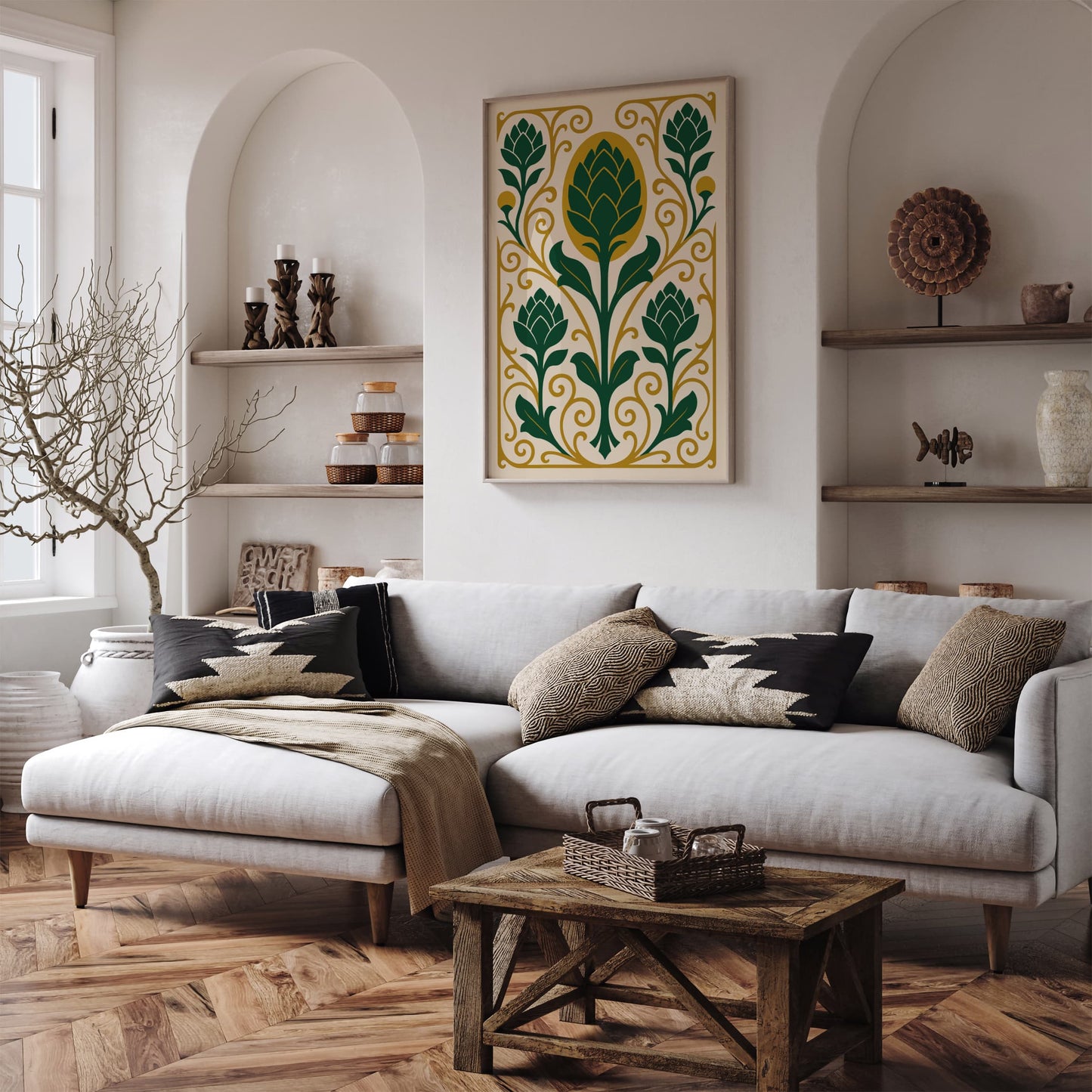 Art Nouveau Abstract Artichoke Art Print for Kitchen Decor