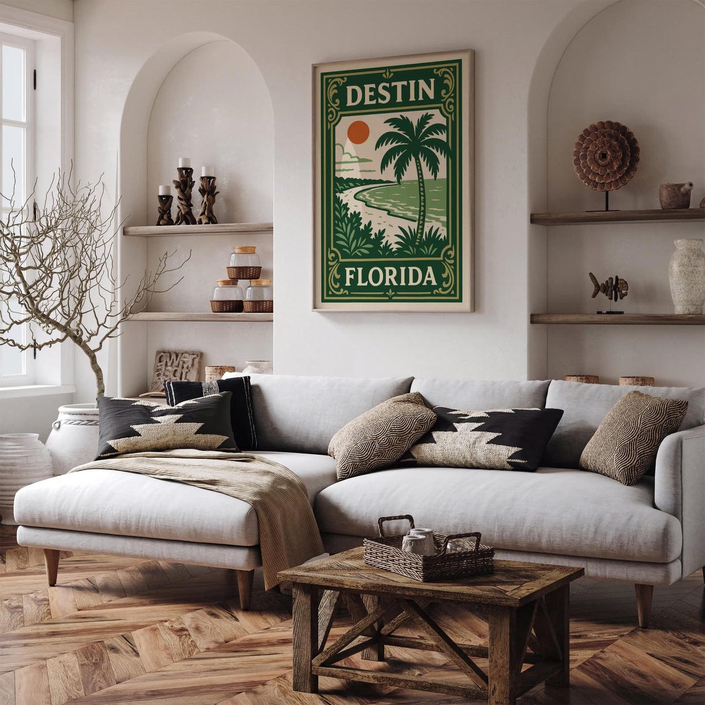 Destin Florida Beach Landscape Poster – Green Tones