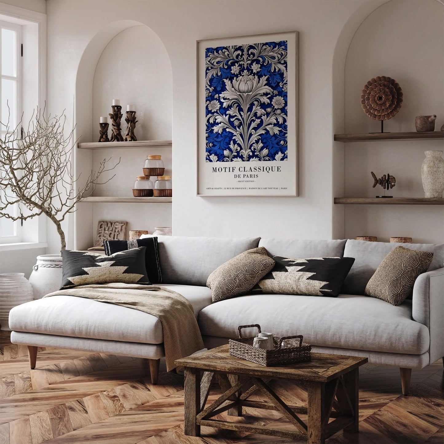 Blue Parisian Vintage Abstract Poster