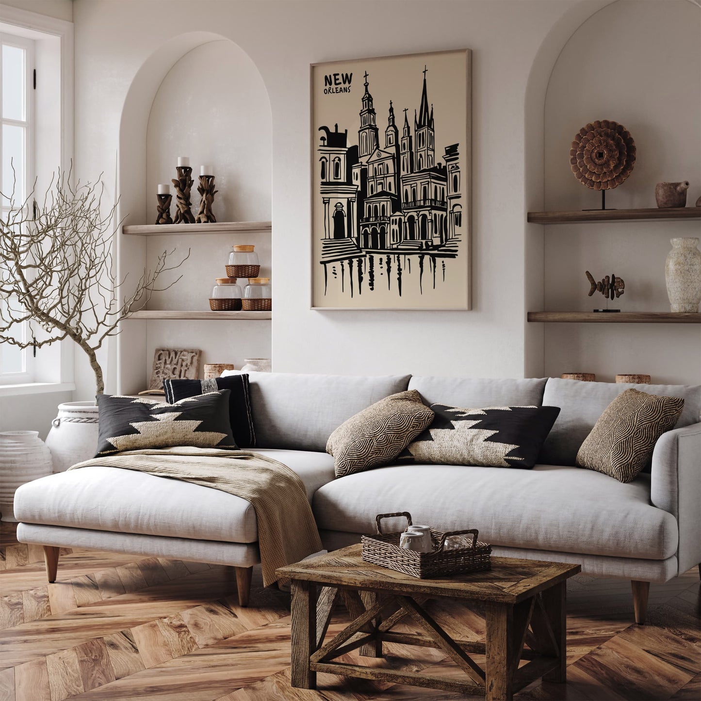 Black Ink New Orleans Architecture Art Print