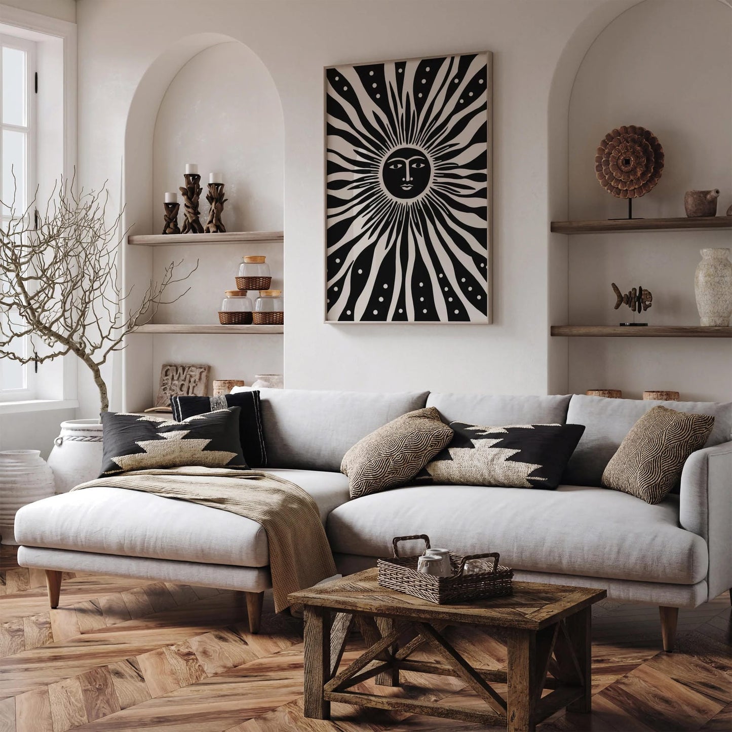 Black Sun Art Print Farmhouse Decor