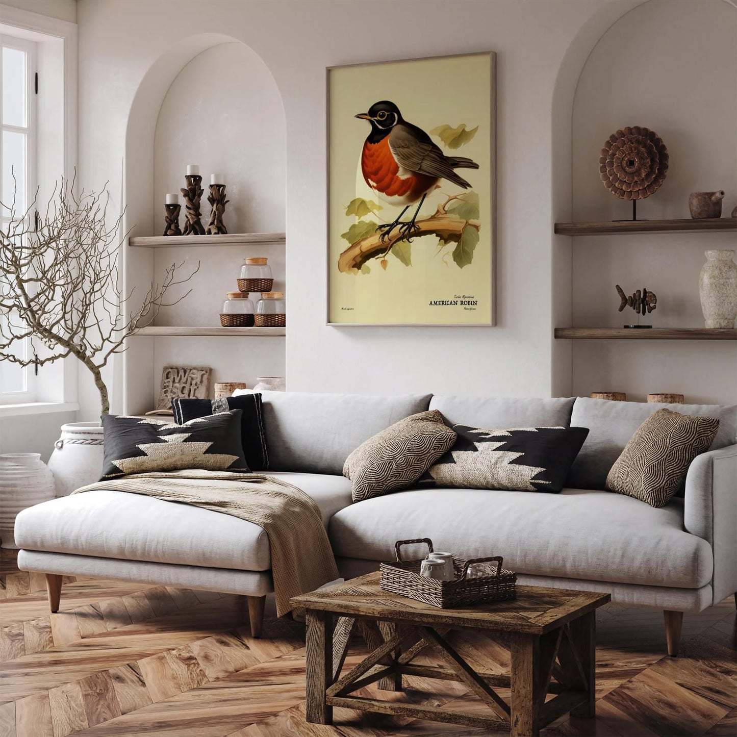 American Robin Vintage Bird Poster