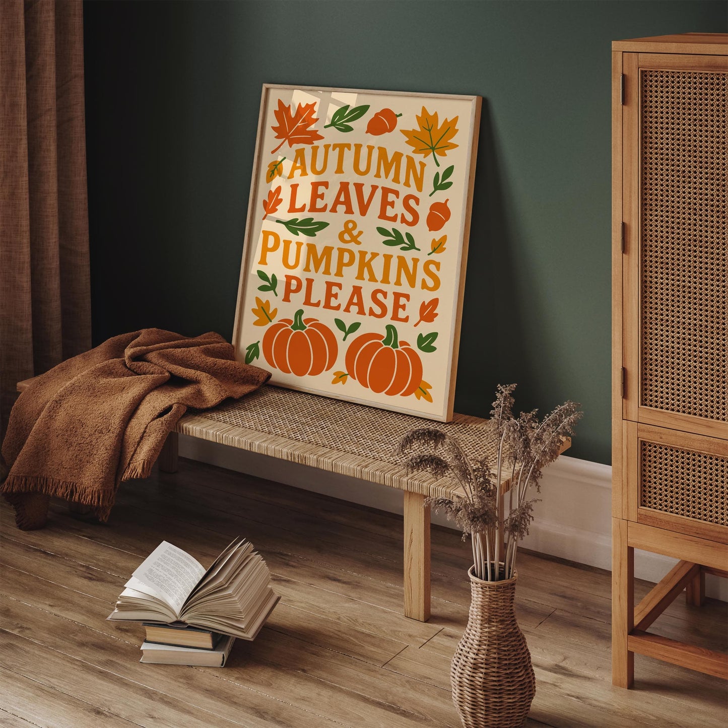 Autumn Leaves & Pumpkins Please Poster