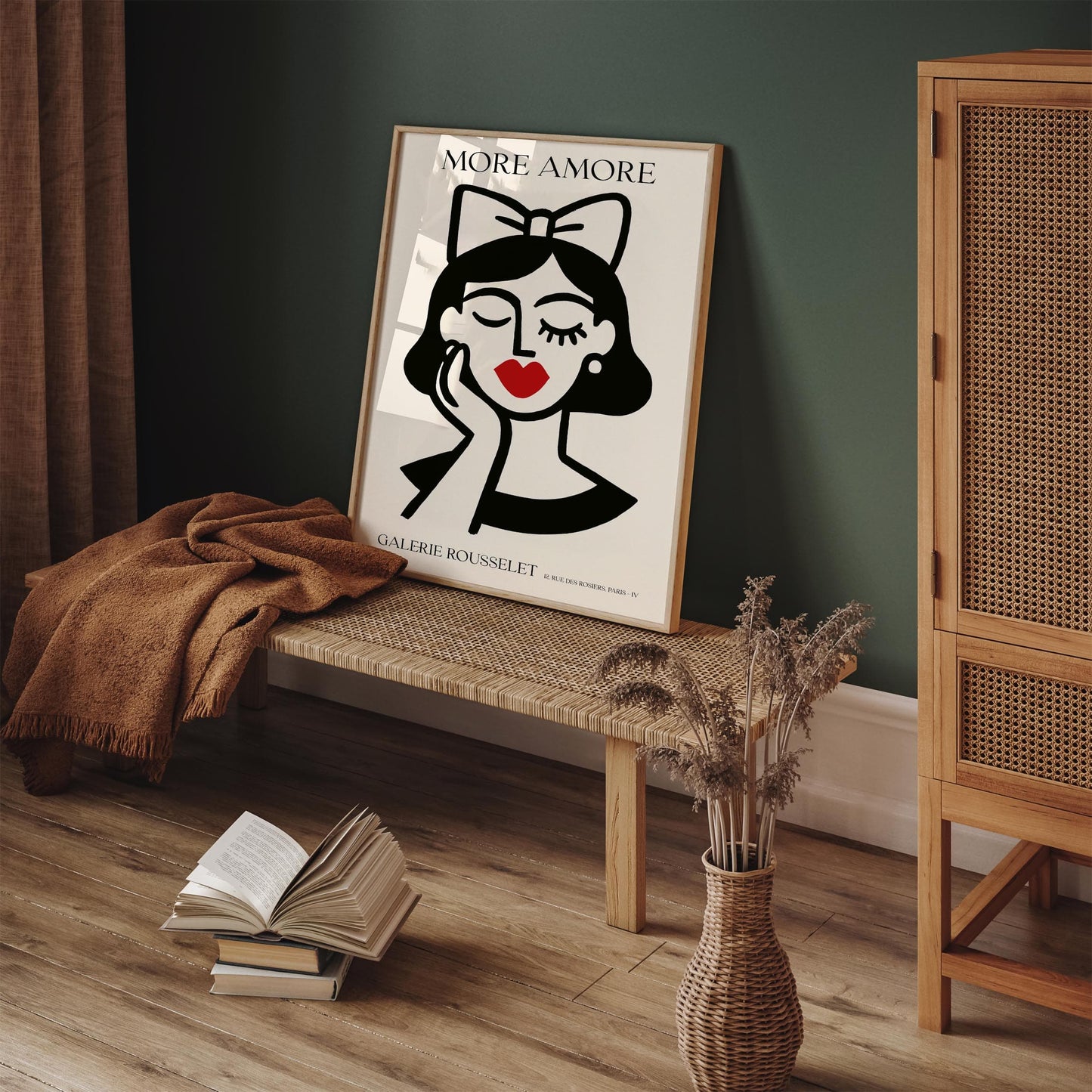 More Amore - Cute Girl Red Lips French Wall Art Print