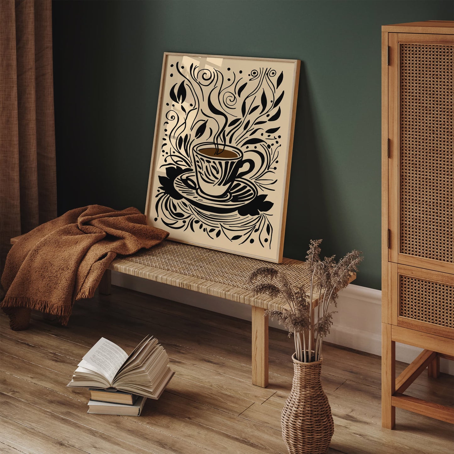 Black Ink Coffee Art - Espresso Kitchen Decor
