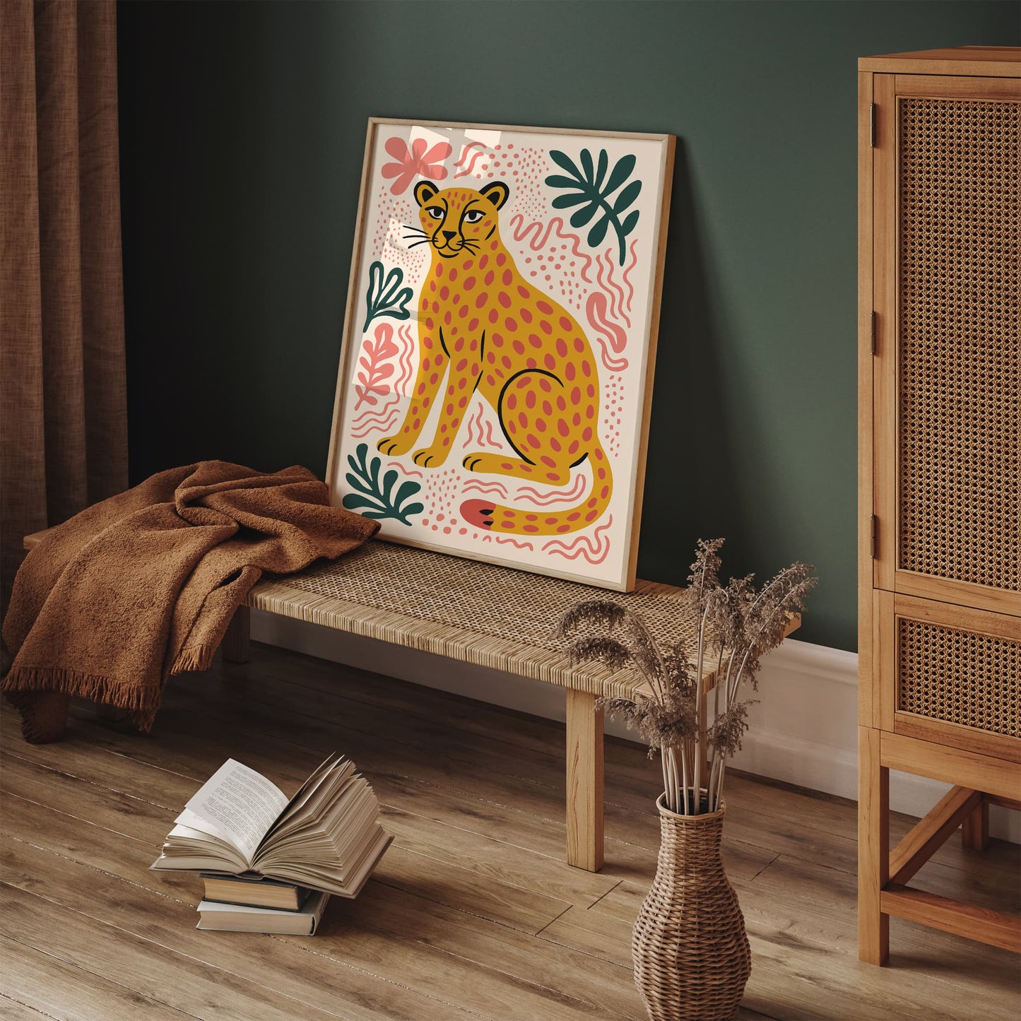 Tropical Cheetah Poster - Boho Wild Cat Wall Art