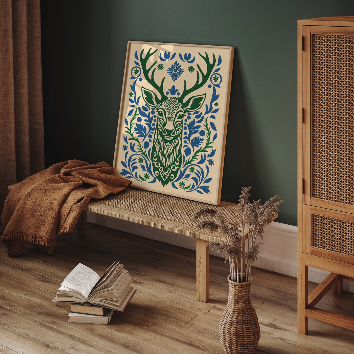 Deer Portrait Farmhouse Wall Art Print