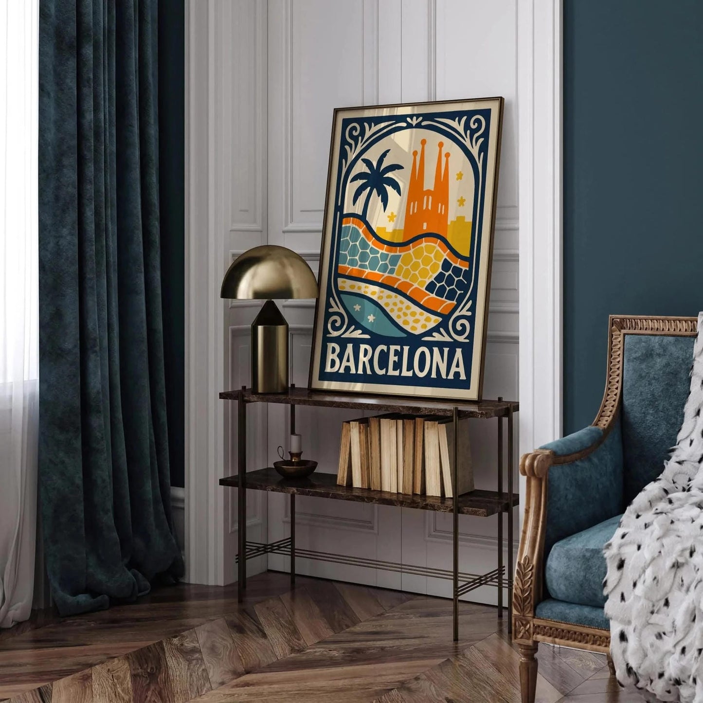 Barcelona Travel Retro Poster