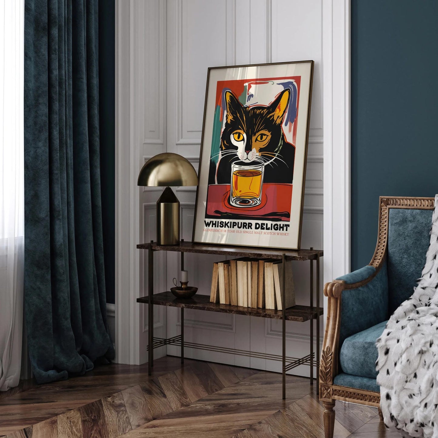 Whiskypurr Delight Retro Whisky Poster