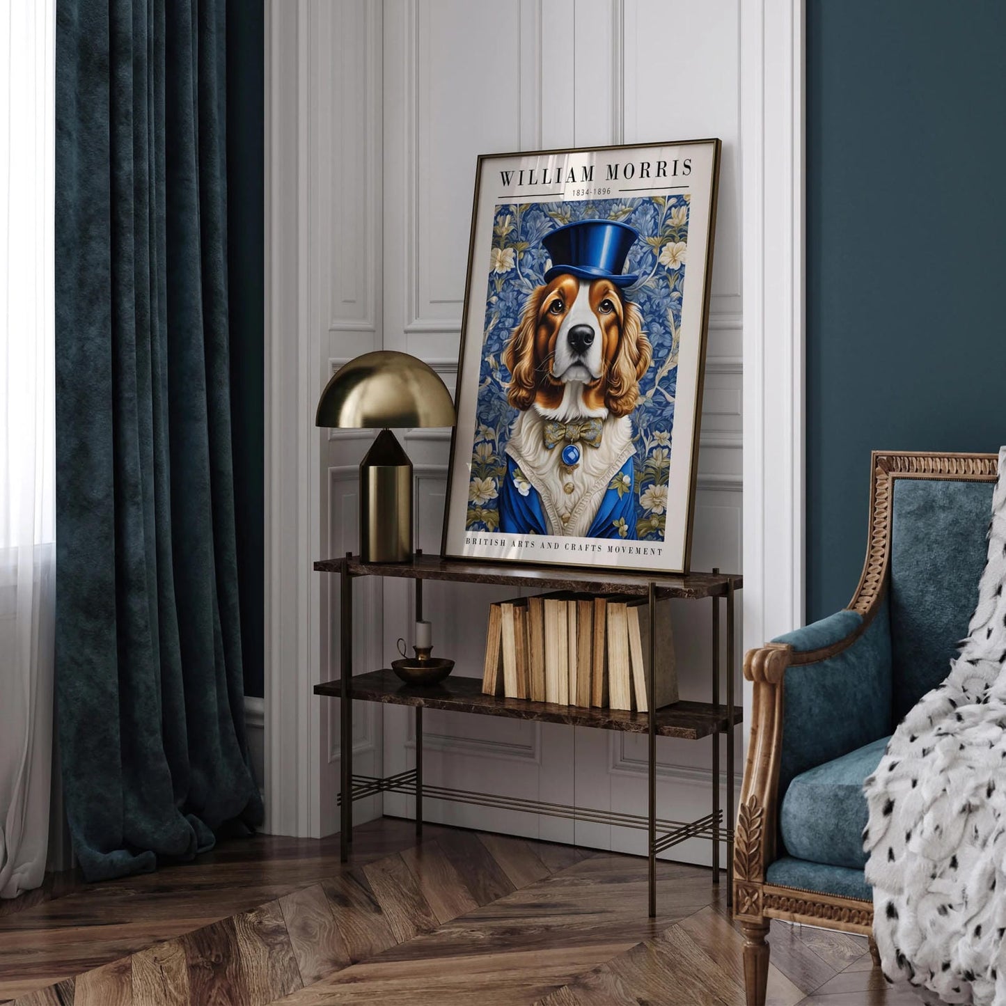 Elegant Dog Portrait Blue Morris Poster