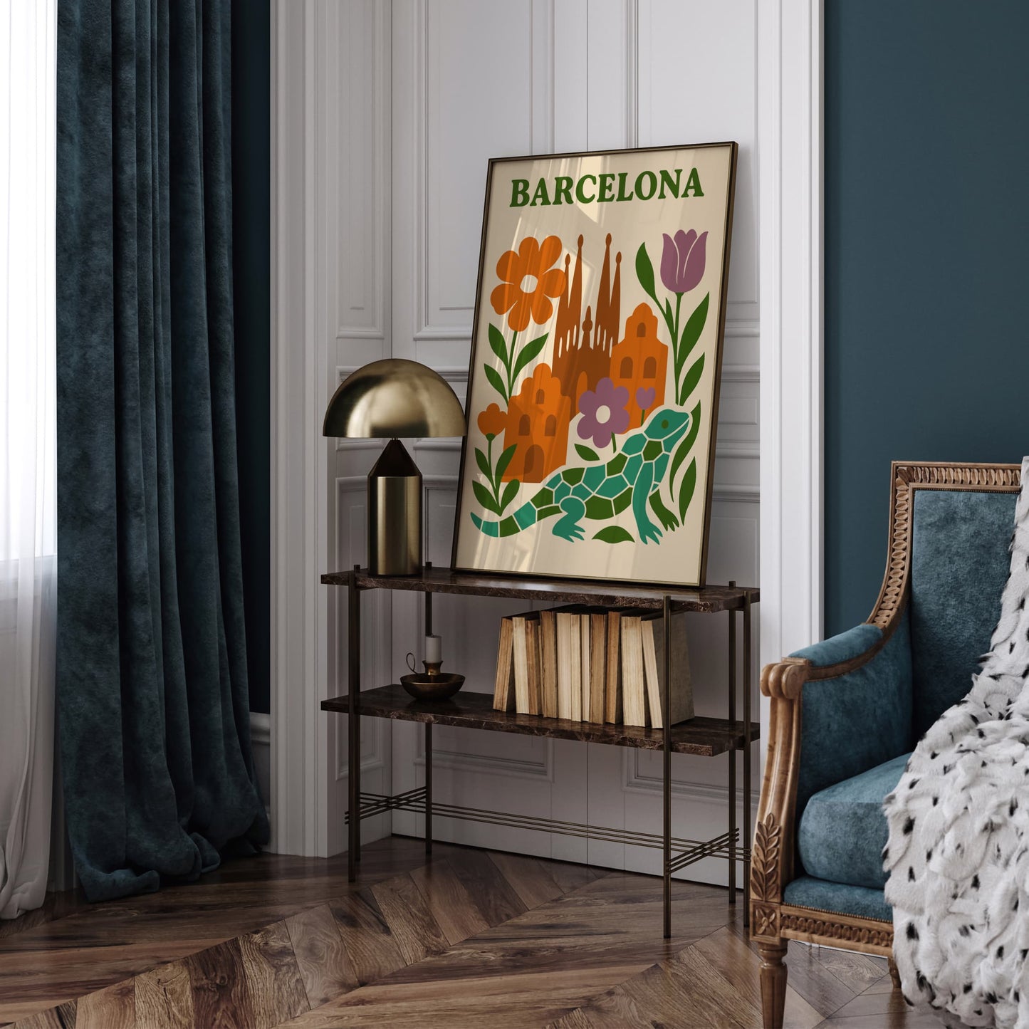 Bohemian Barcelona Print - Vintage Travel Poster