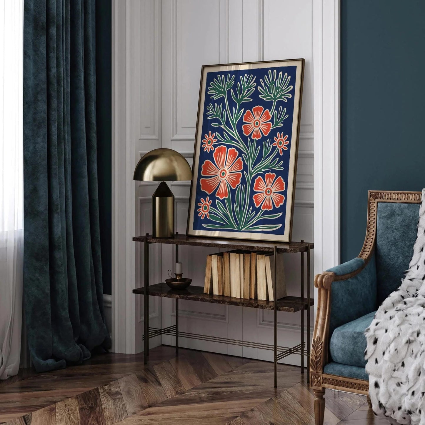 Retro Botanical Cutout Print – Vintage-Inspired Wall Ar