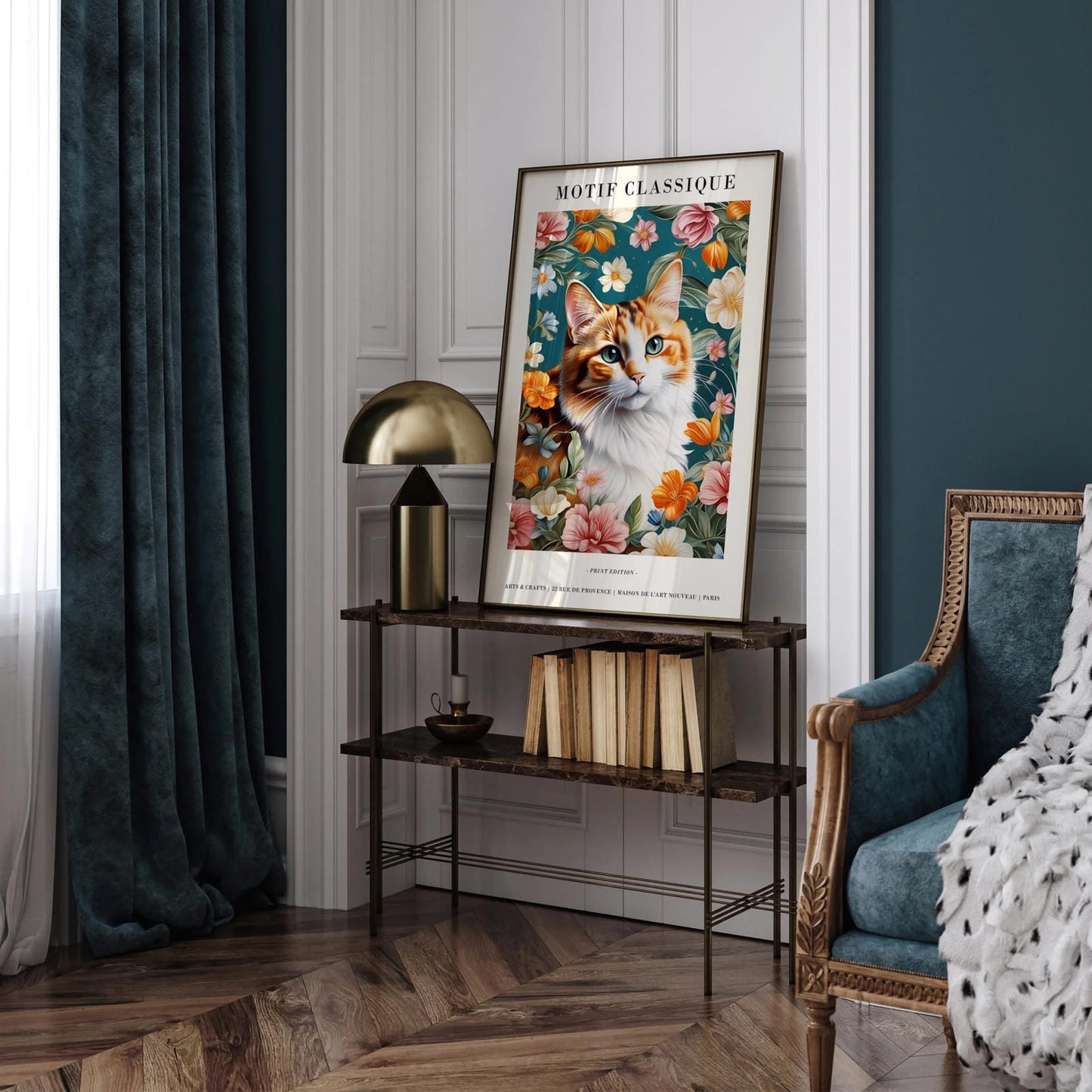 Parisian Eclectic Cat Portrait Wall Art