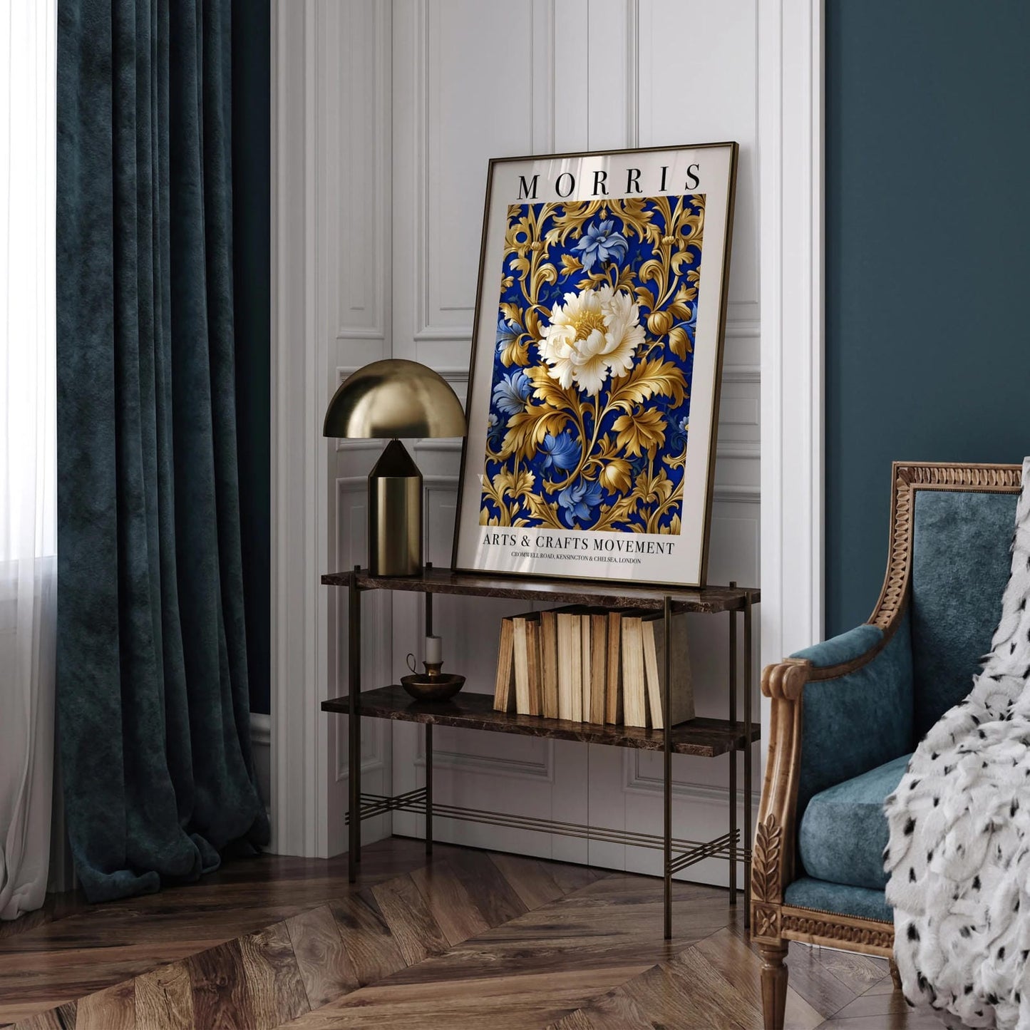 William Morris Gold and Blue Floral Wall Art